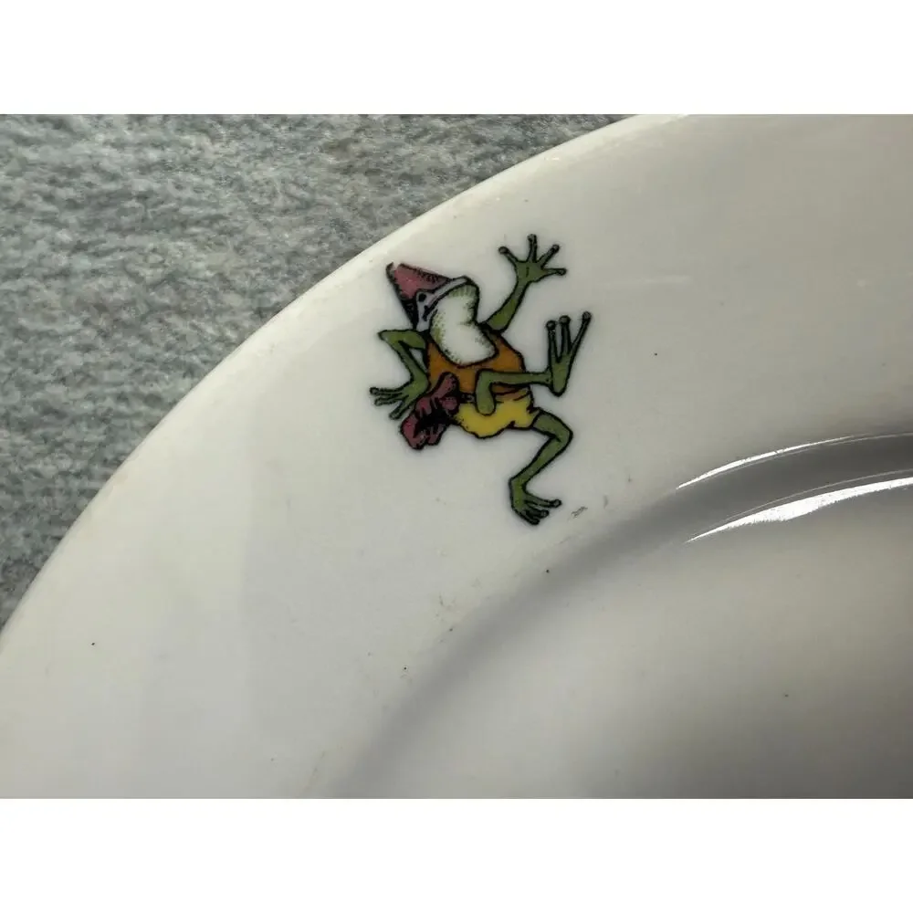 Vintage Mayer China Toyland Child's Plate & Bowl Set Puppies Ducks Frogs